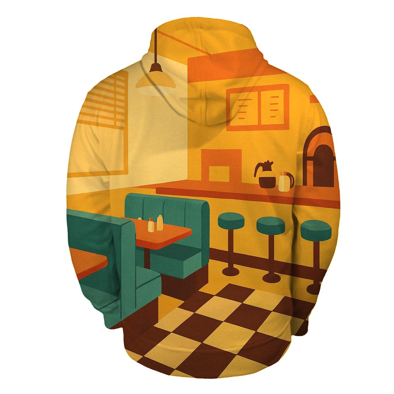 Retro Diner Morning embroidered hoodies