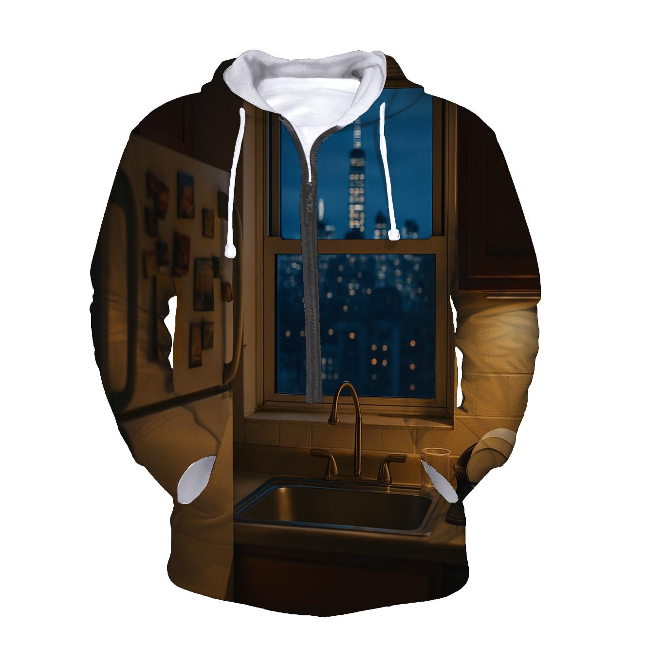 Bronx Highrise Kitchen Skyline Reflection zip-up hoodies