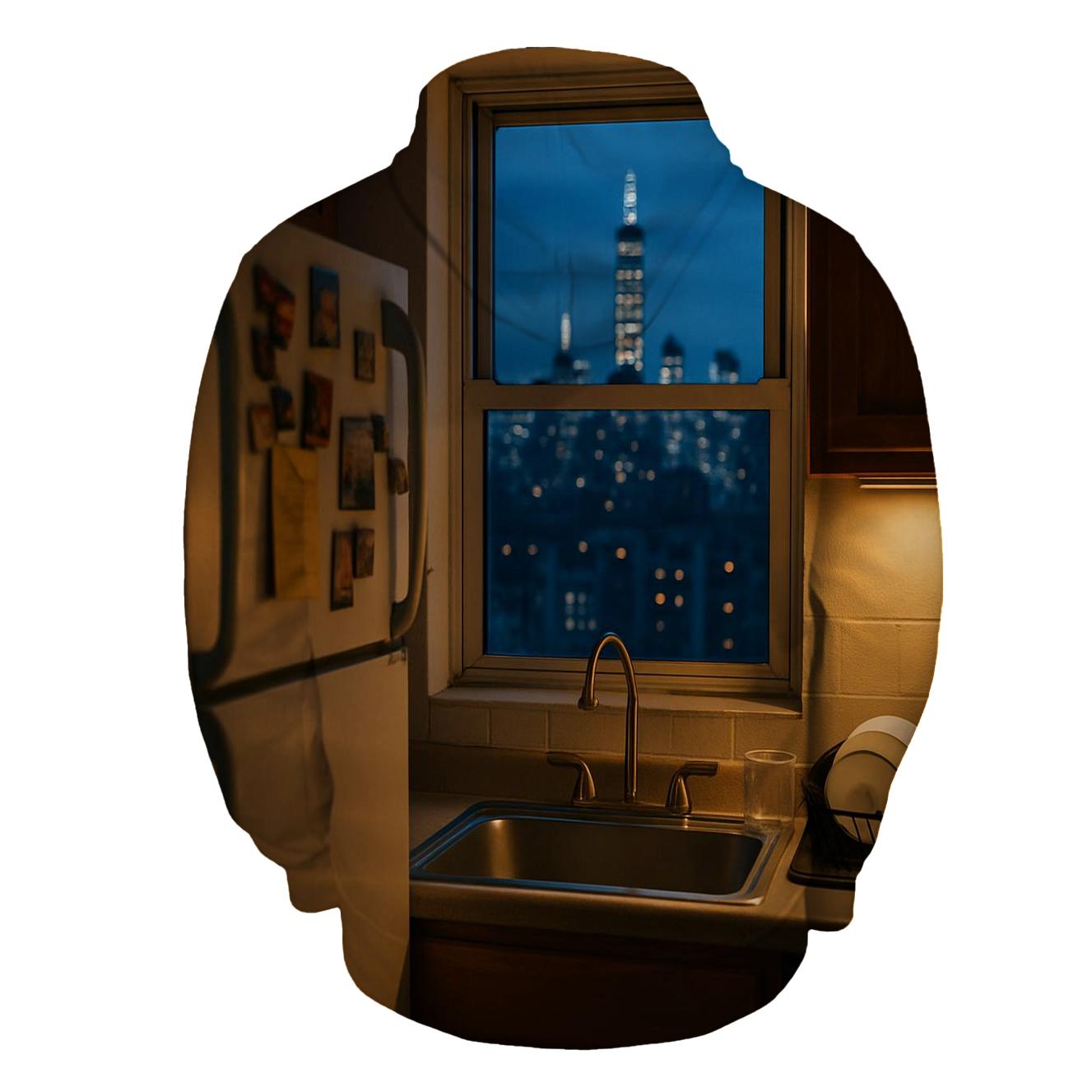 Bronx Highrise Kitchen Skyline Reflection zip-up hoodies