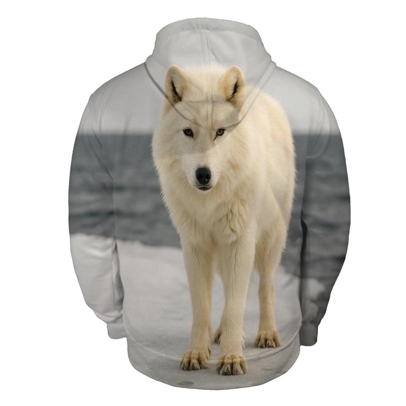 Arctic Wolf Against Melting Sea Ice heavyweight hoodies