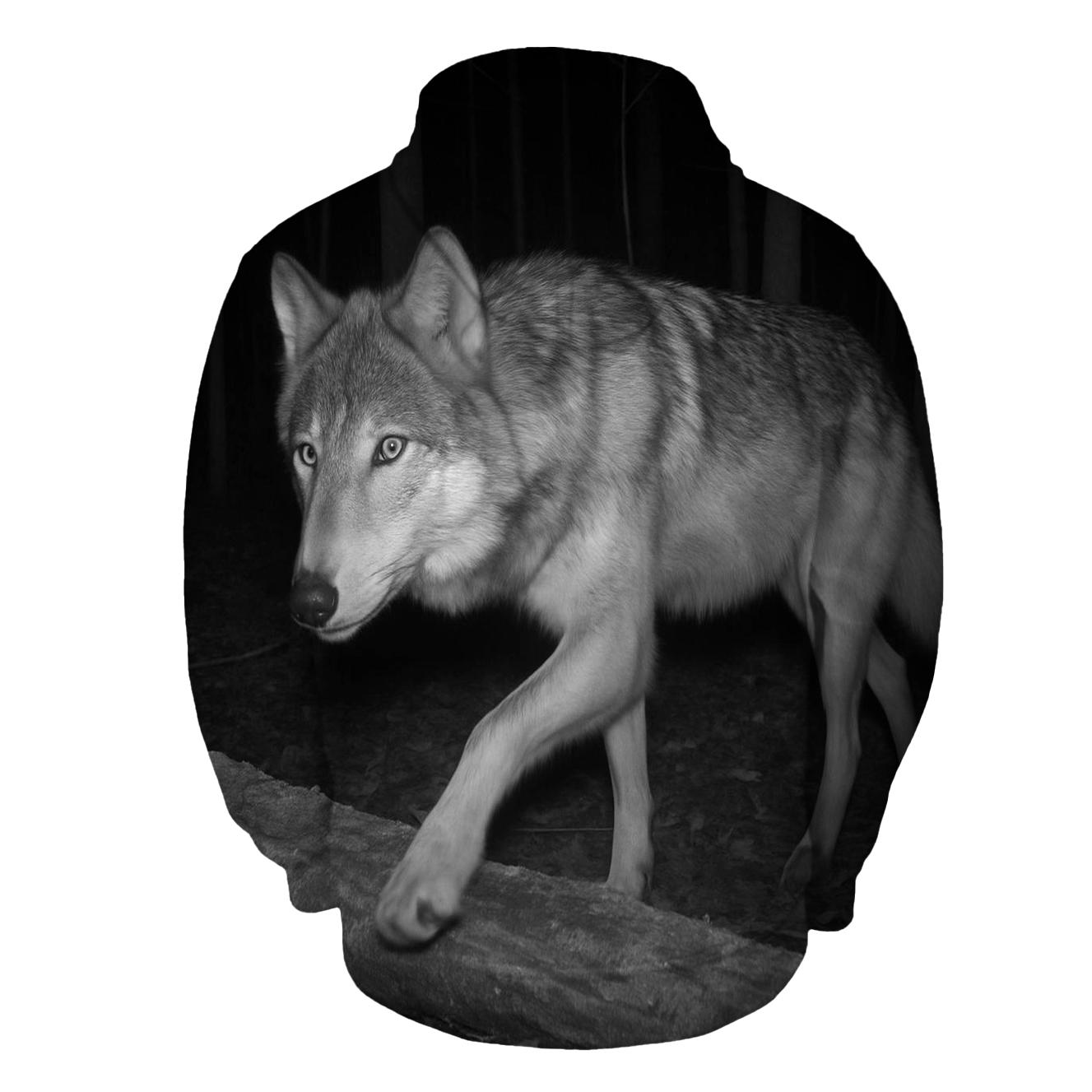 Forest Wolf Passing Hidden Camera Trap graphic hoodies