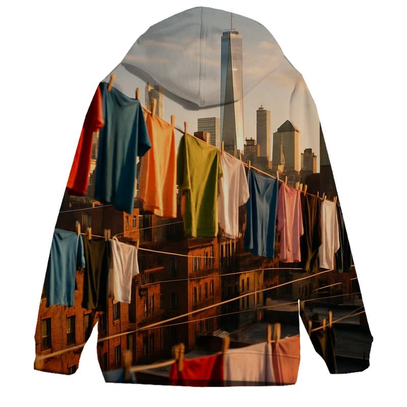 Chinatown Rooftop Laundry Skyline printed hoodies