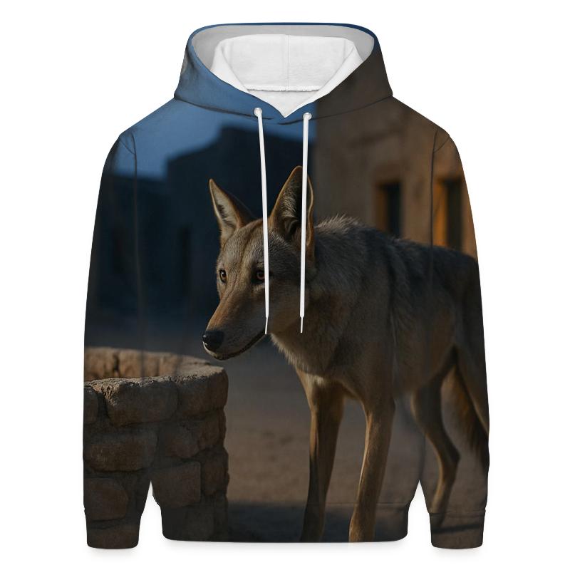 Lone Desert Wolf At Deserted Well custom hoodies