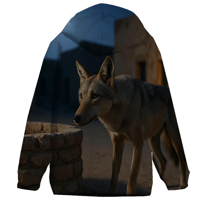 Lone Desert Wolf At Deserted Well custom hoodies