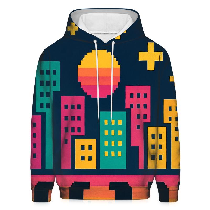 Pixel Arcade City Lights heavyweight hoodies