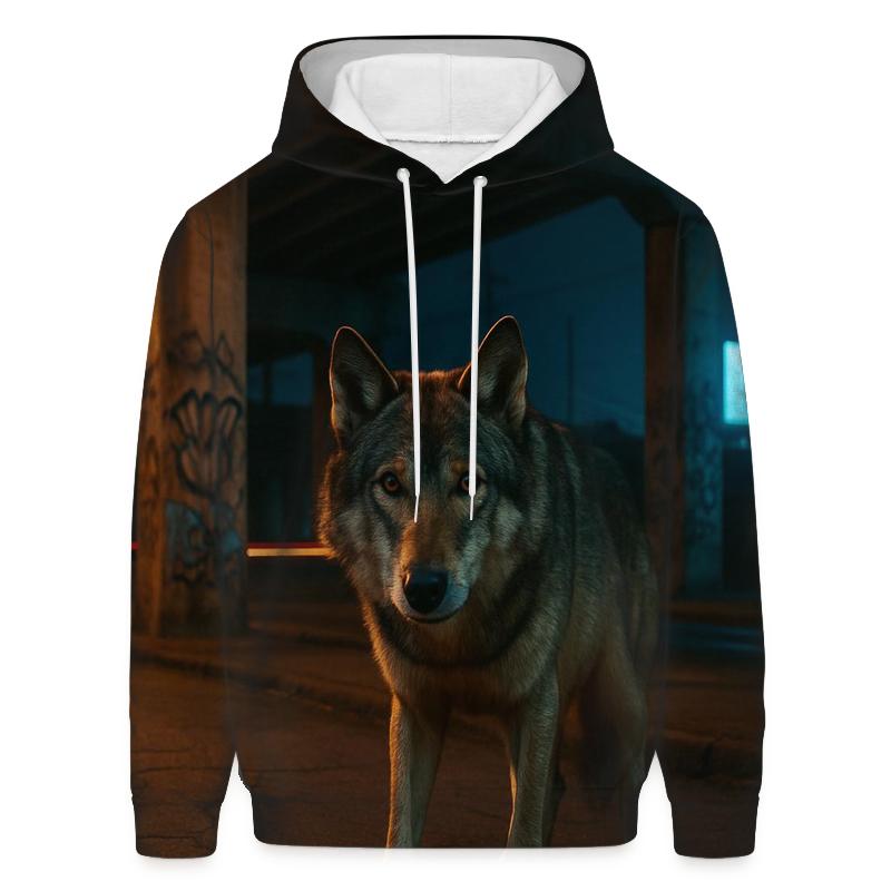 Urban Edge Wolf Under Highway Overpass hoodie styles