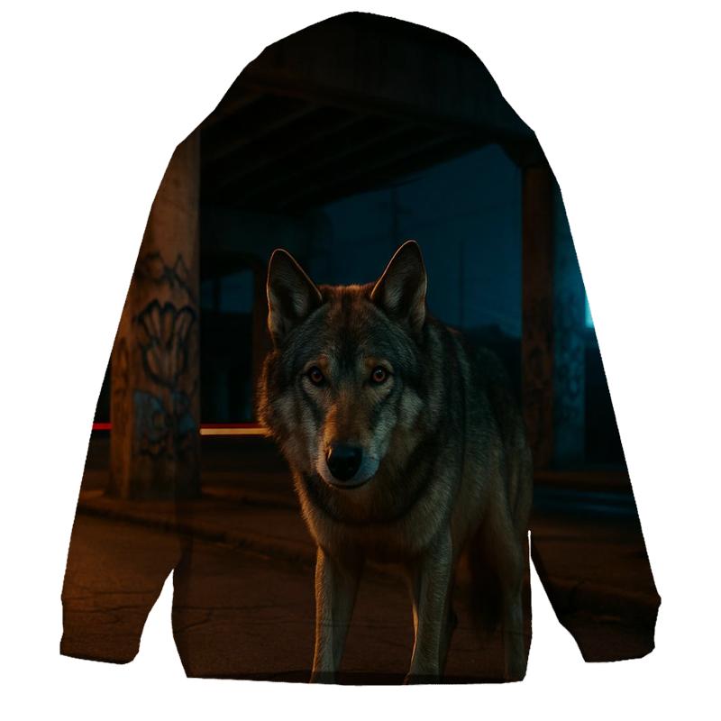 Urban Edge Wolf Under Highway Overpass hoodie styles