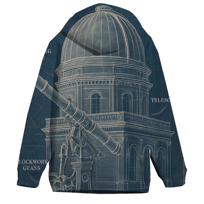 Old Observatory Blueprint Diagram embroidered hoodies