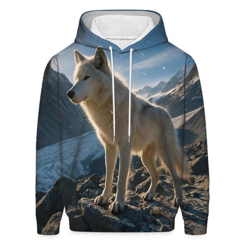 High Alpine Wolf On Glacier Moraine hoodie designs