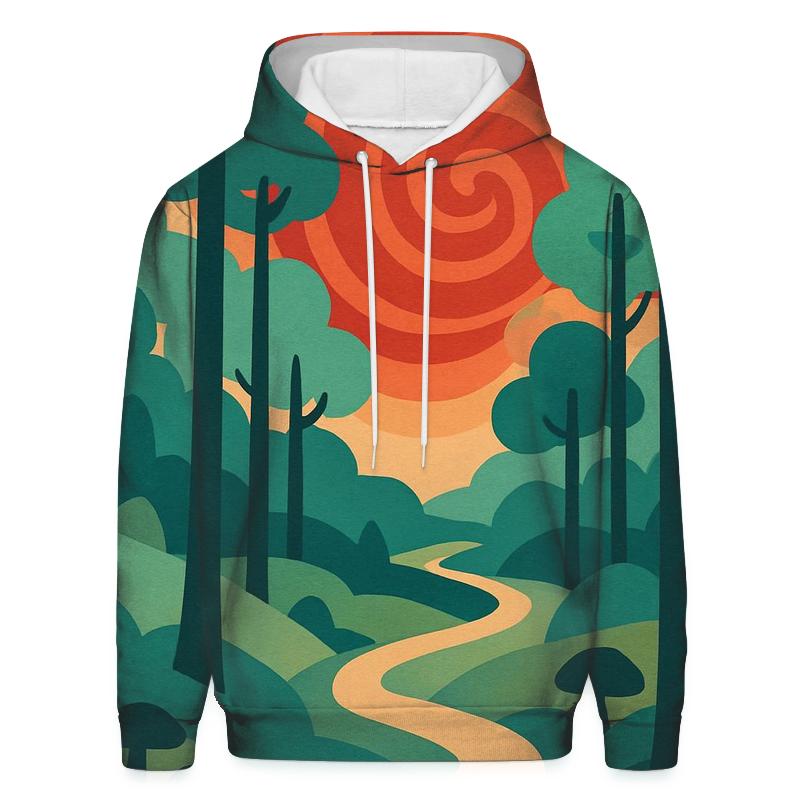 Psychedelic Forest Trail embroidered hoodies