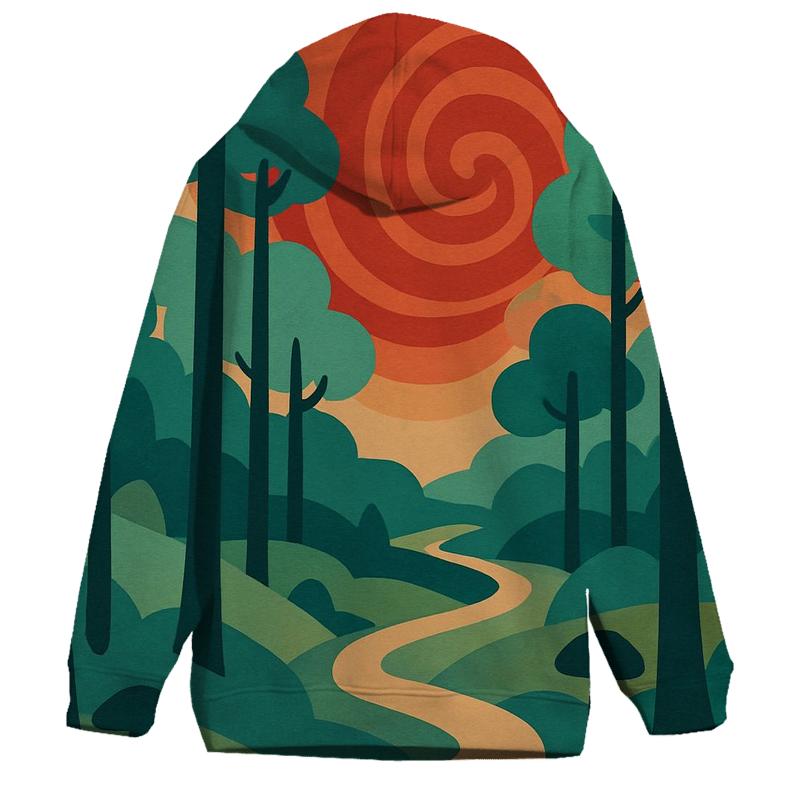Psychedelic Forest Trail embroidered hoodies