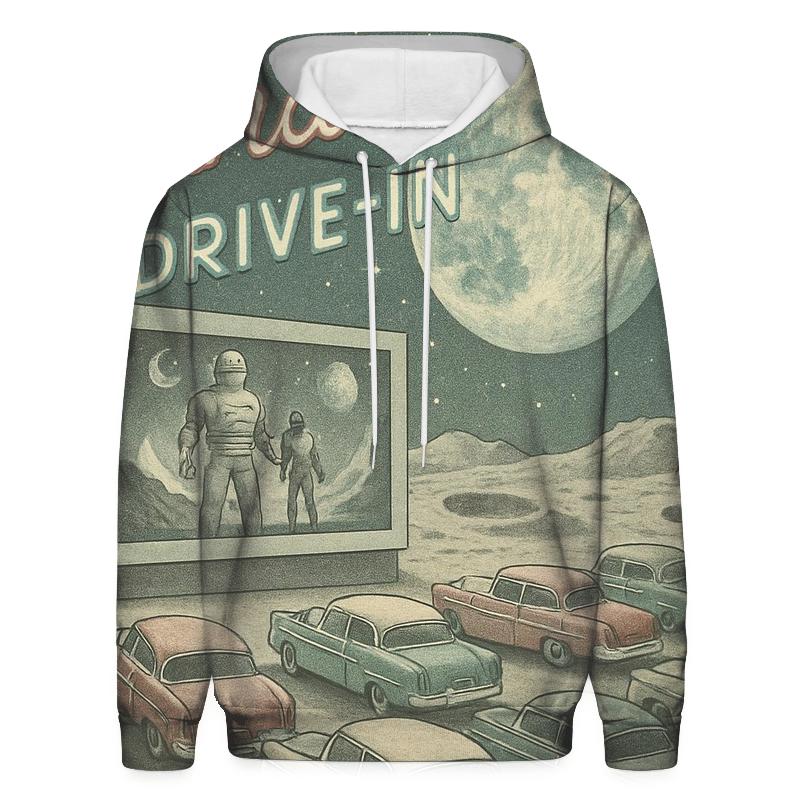 Retro Lunar Drive In Theater Scene pullover hoodies
