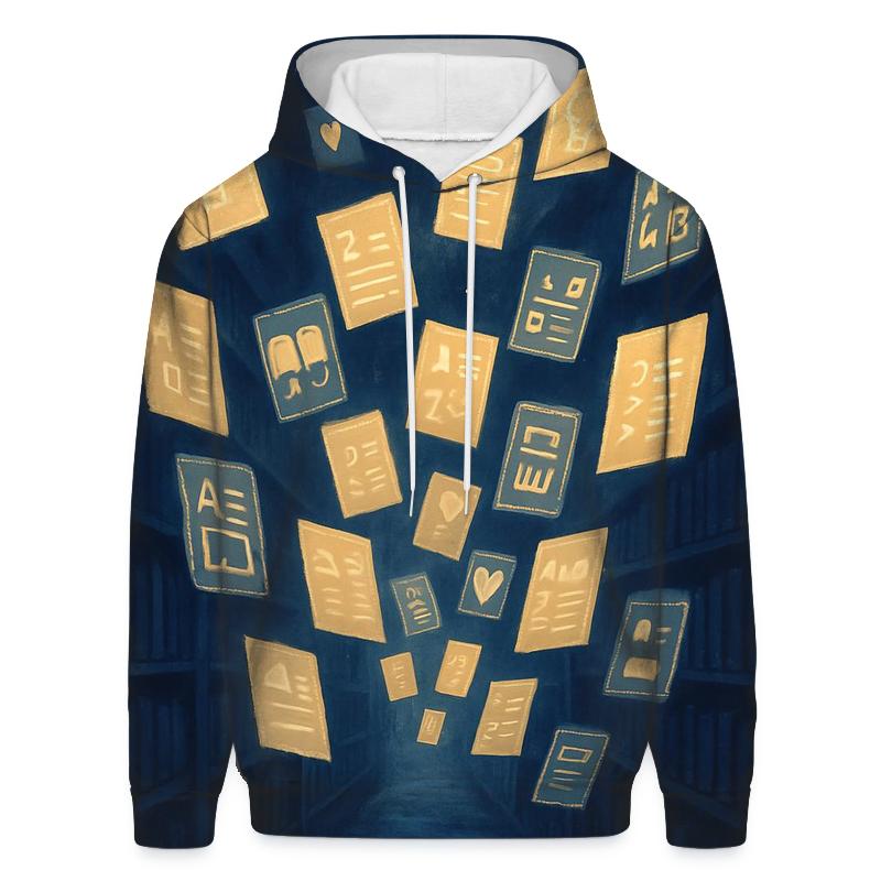 Midnight Library Of Floating Pages embroidered hoodies