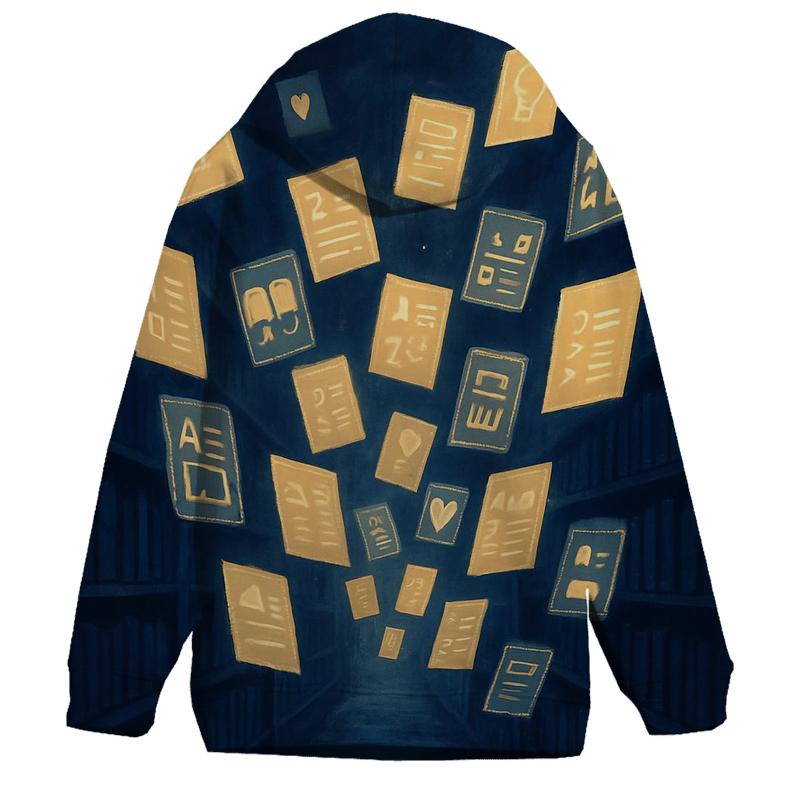 Midnight Library Of Floating Pages embroidered hoodies
