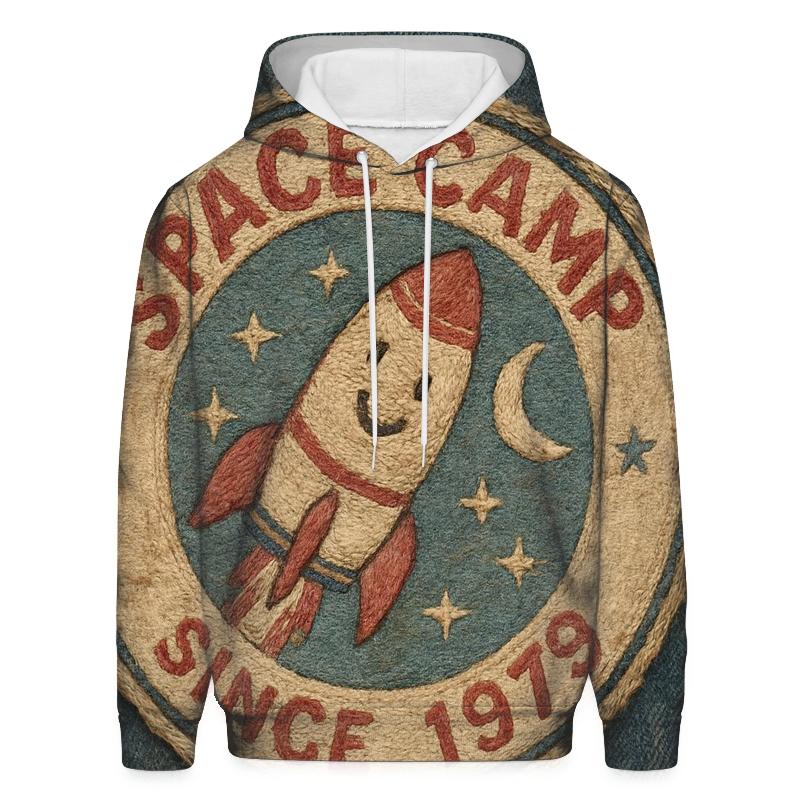 Weathered Space Camp Patch Emblem printed hoodies