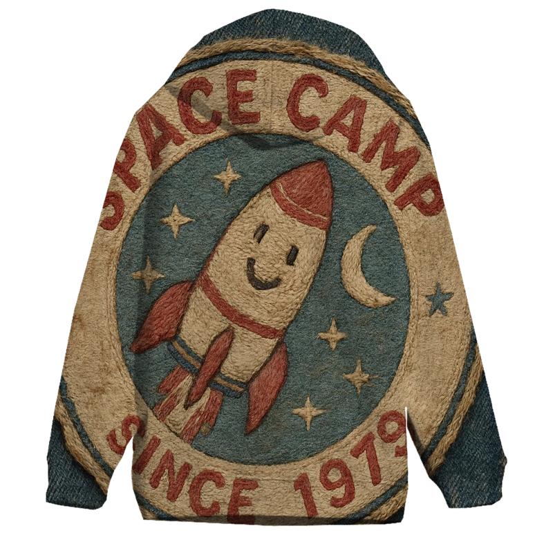 Weathered Space Camp Patch Emblem printed hoodies