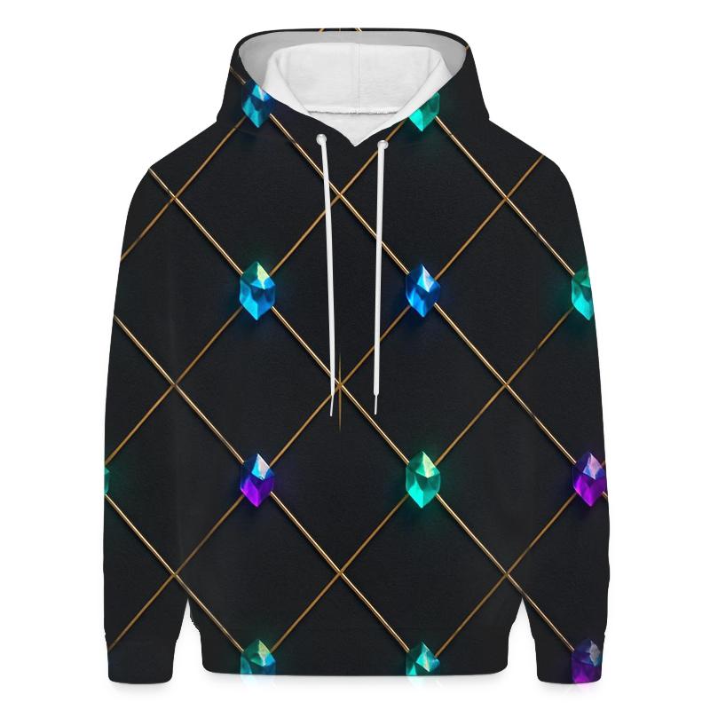 Charcoal Gem Lattice embroidered hoodies