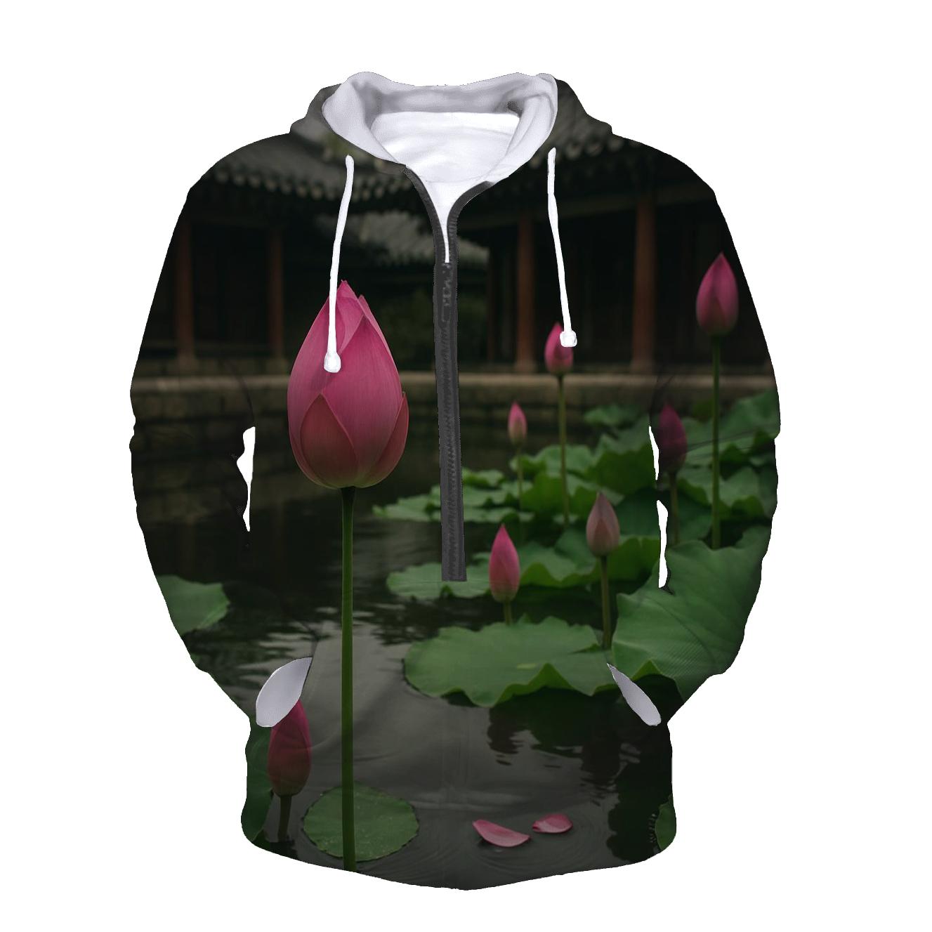 Lotus Leaves And Buds In Temple Courtyard pullover hoodies