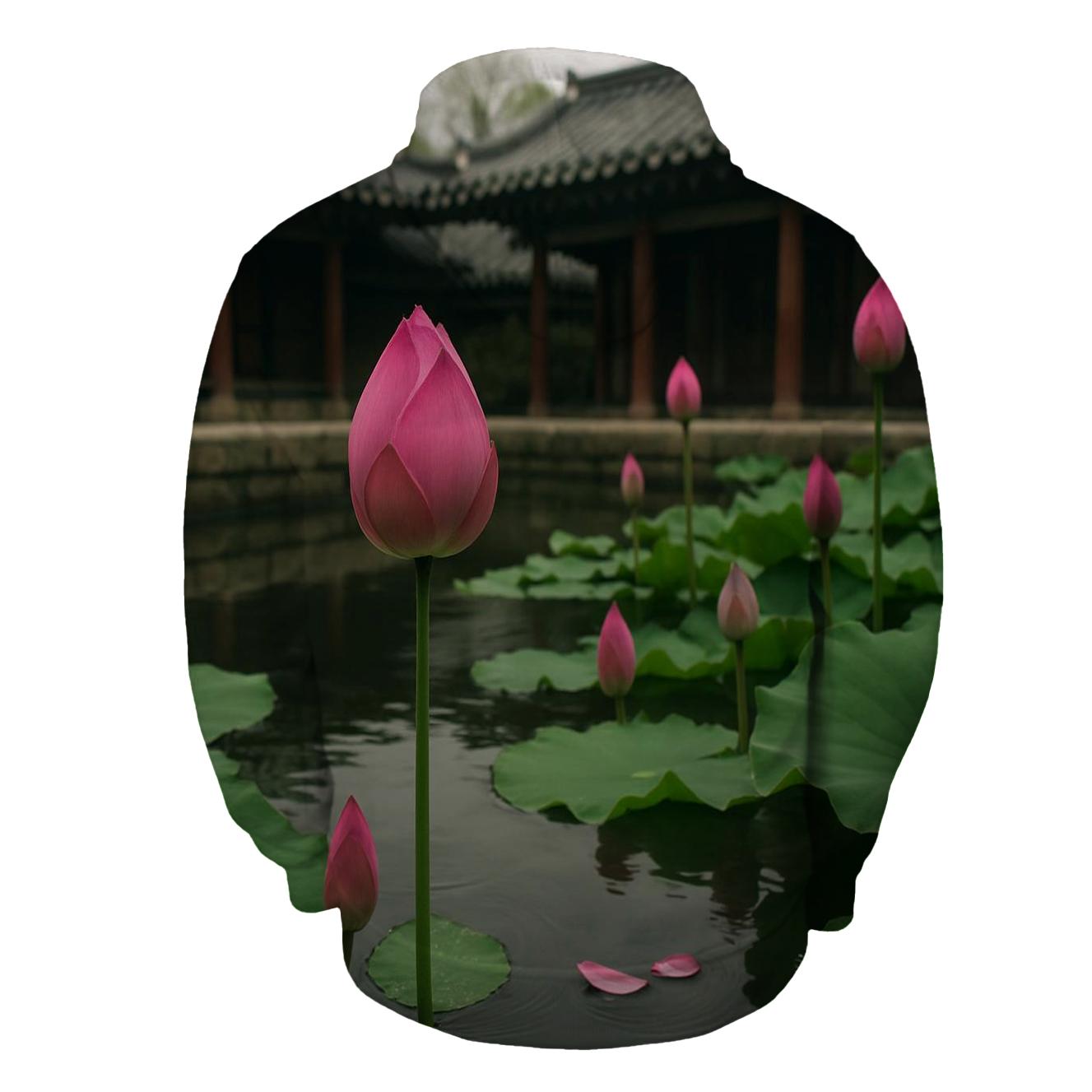 Lotus Leaves And Buds In Temple Courtyard pullover hoodies