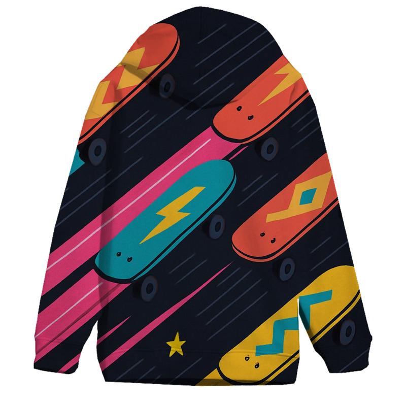 Neon Skateboard Streaks embroidered hoodies
