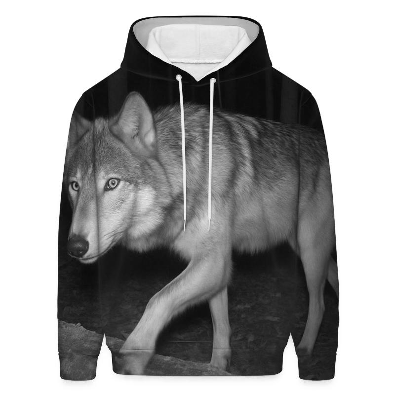 Forest Wolf Passing Hidden Camera Trap printed hoodies
