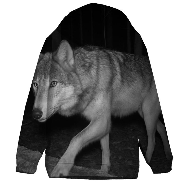 Forest Wolf Passing Hidden Camera Trap printed hoodies