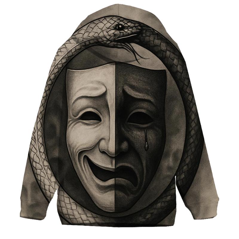 Mask Of Duality Ouroboros graphic hoodies