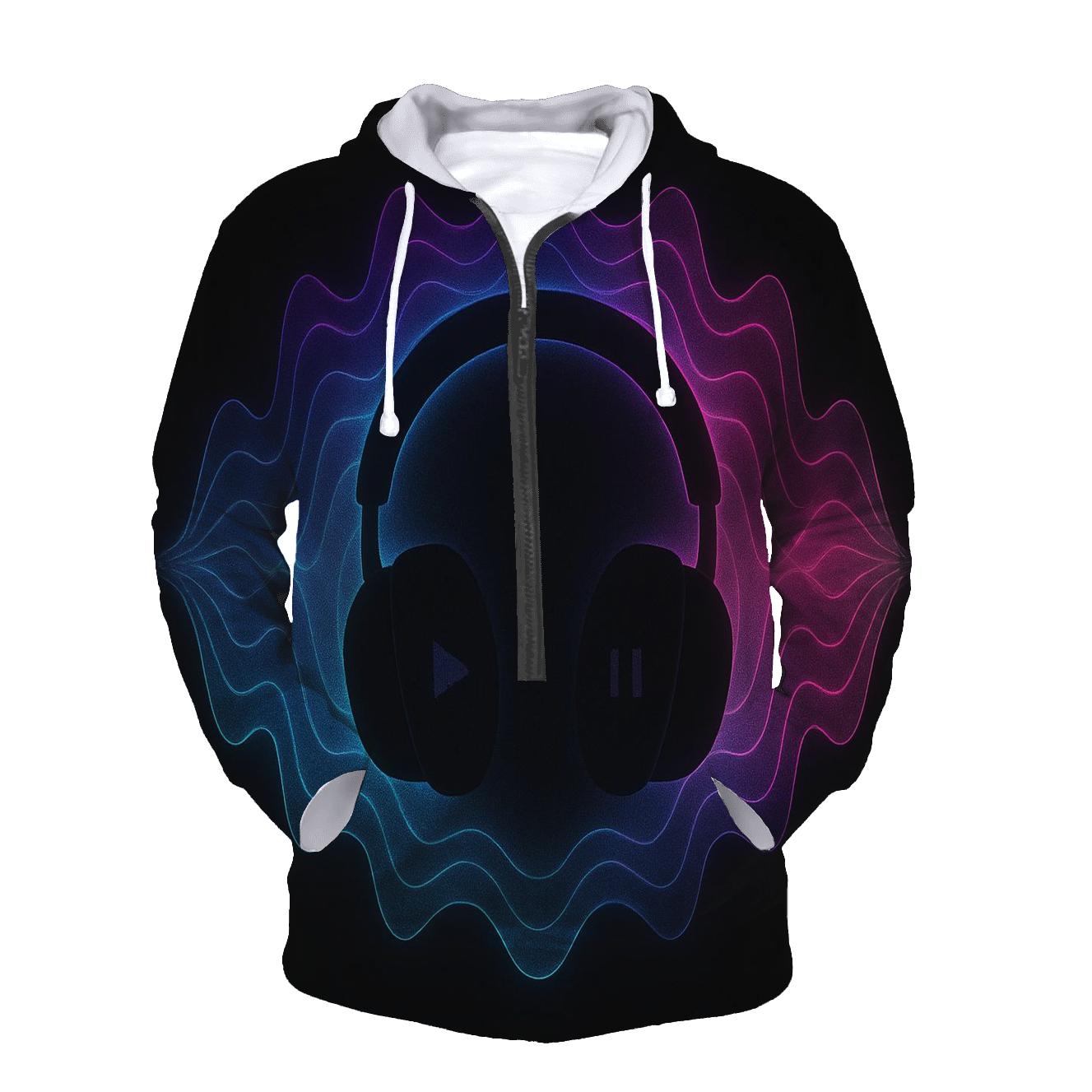 Holographic Headphone Aura pullover hoodies