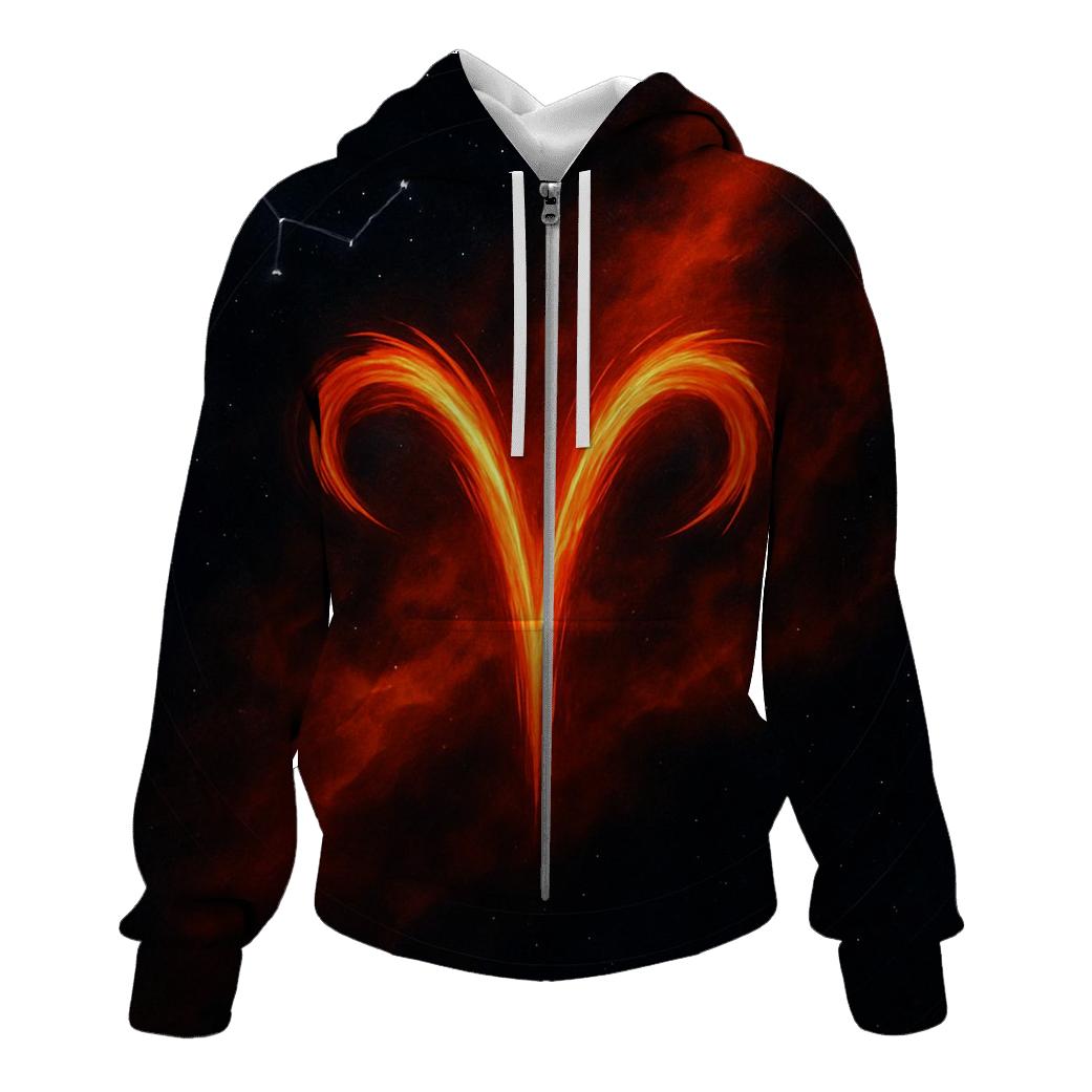Luminous Aries Fire Arc designer hoodies