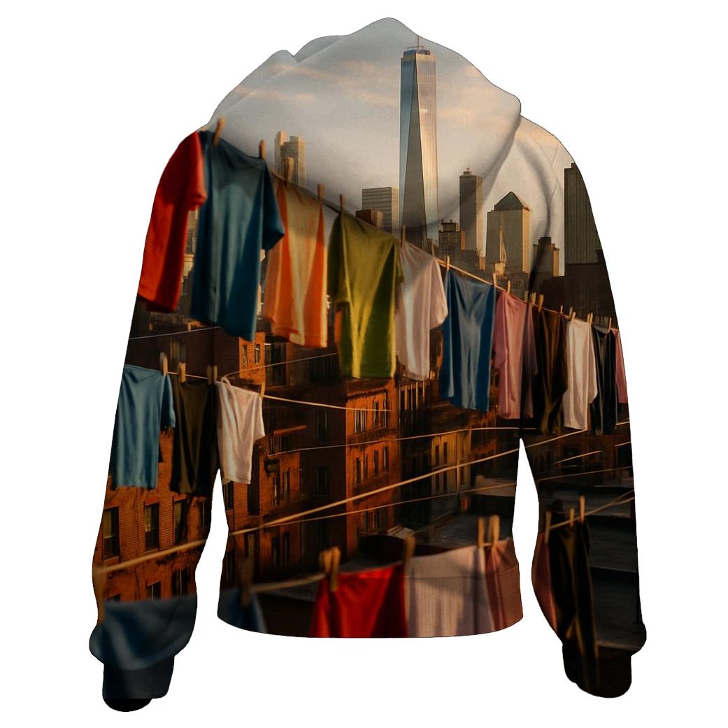 Chinatown Rooftop Laundry Skyline zip-up hoodies