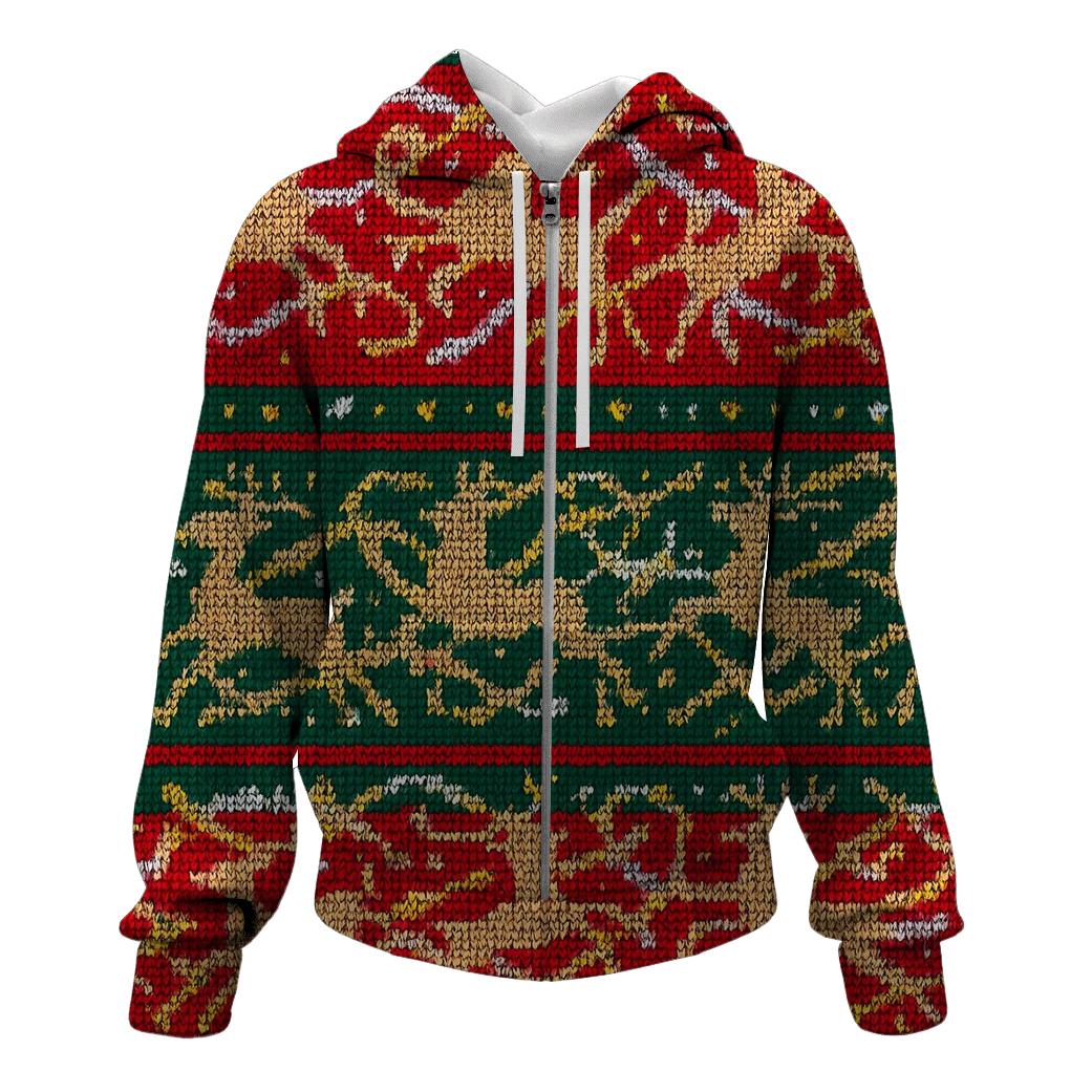 Tangled Tinsel Reindeer Stripe Design graphic hoodies