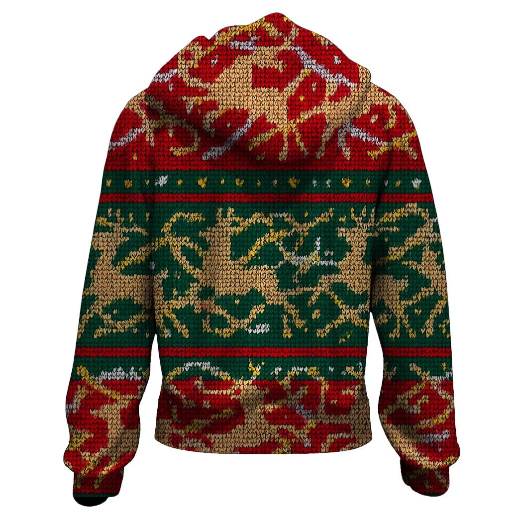 Tangled Tinsel Reindeer Stripe Design graphic hoodies