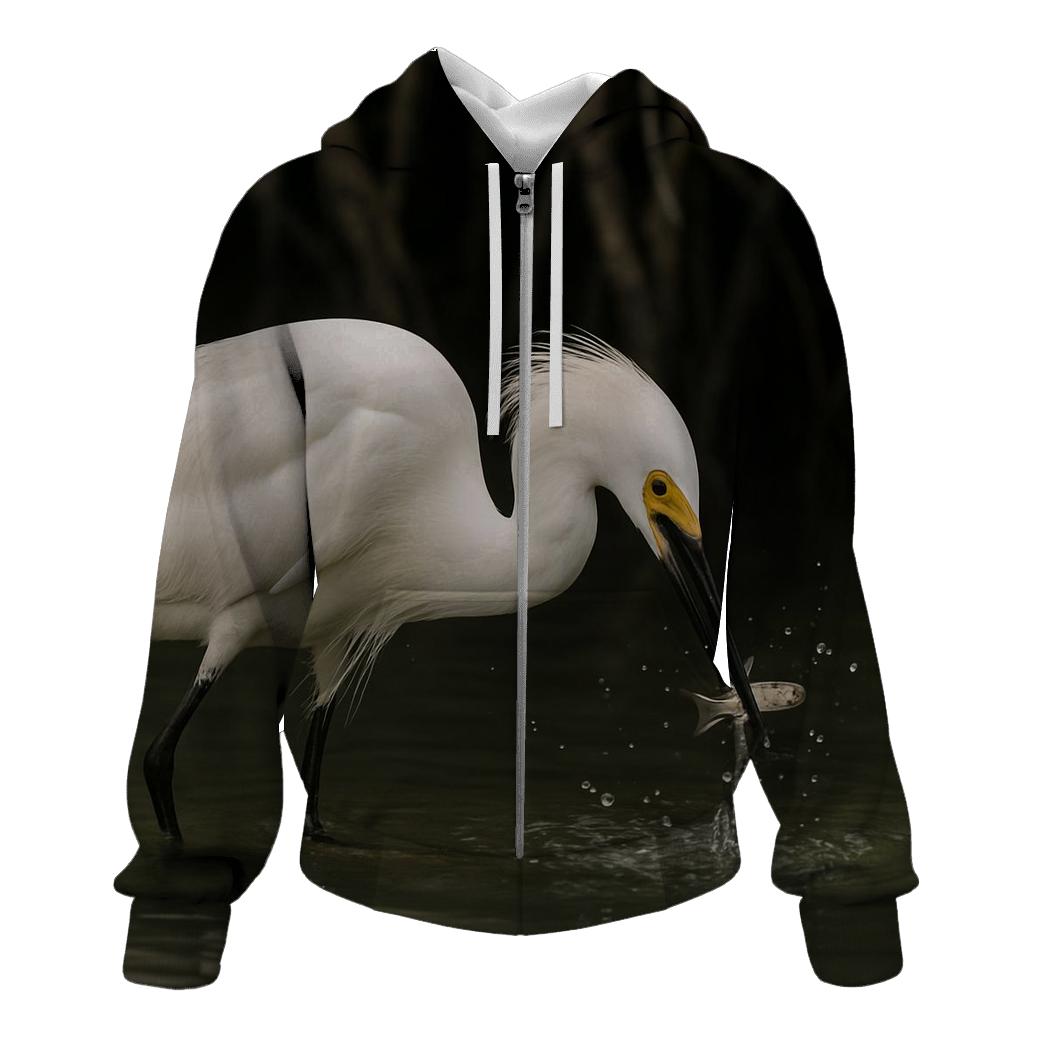 Mangrove Fisher Snowy Egret graphic hoodies
