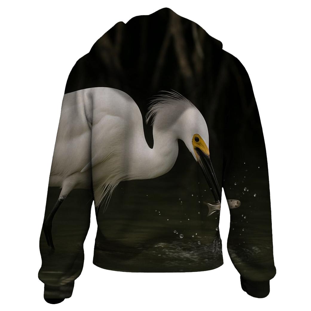 Mangrove Fisher Snowy Egret graphic hoodies