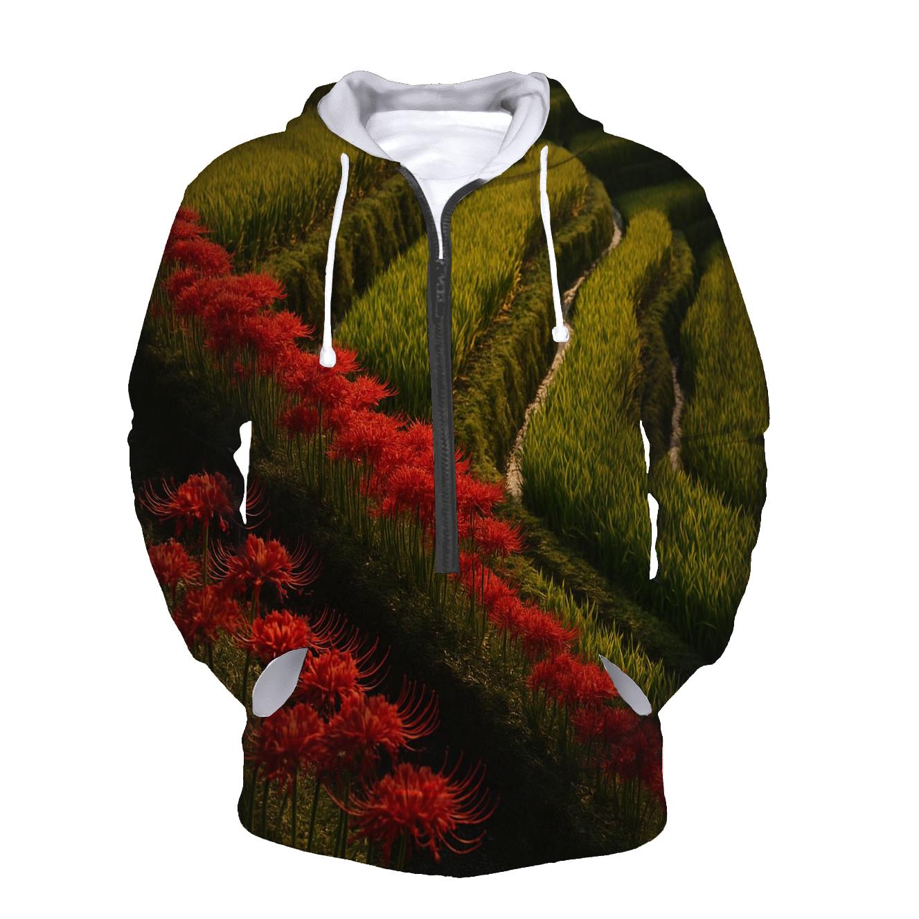 Rice Terrace Borders Of Wild Spider Lily graphic hoodies
