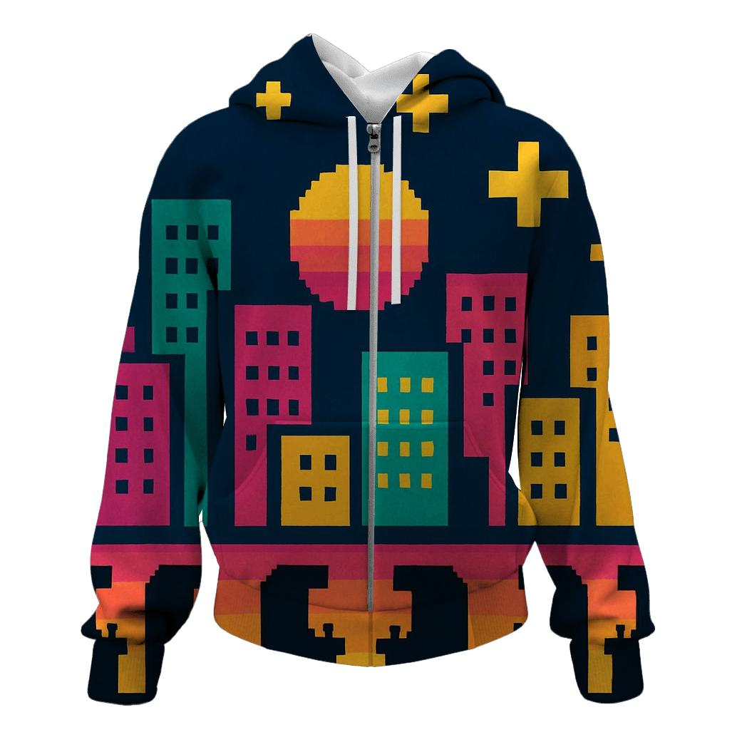 Pixel Arcade City Lights pullover hoodies