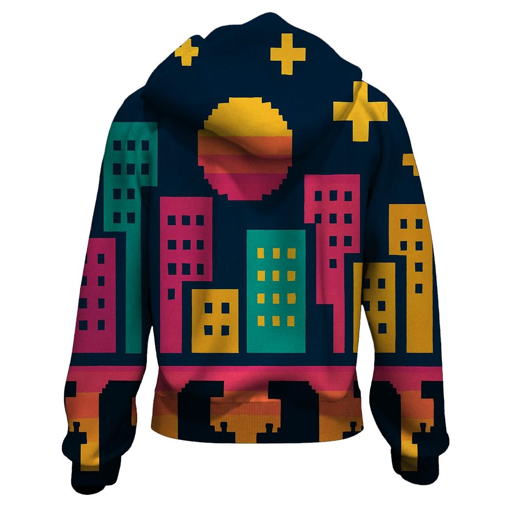Pixel Arcade City Lights pullover hoodies