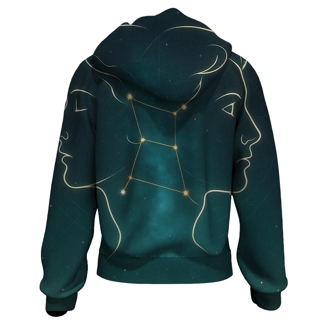 Gemini Celestial Mirror Lines printed hoodies