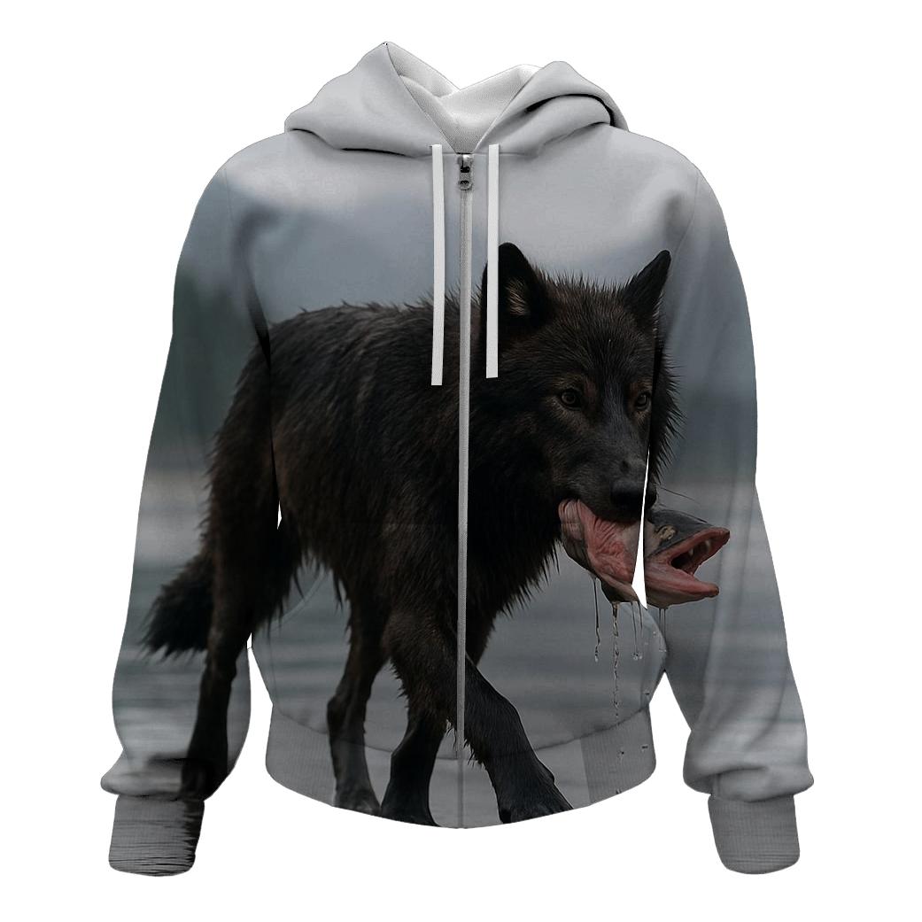 Coastal Wolf Crossing Tidal Flats hoodie trends