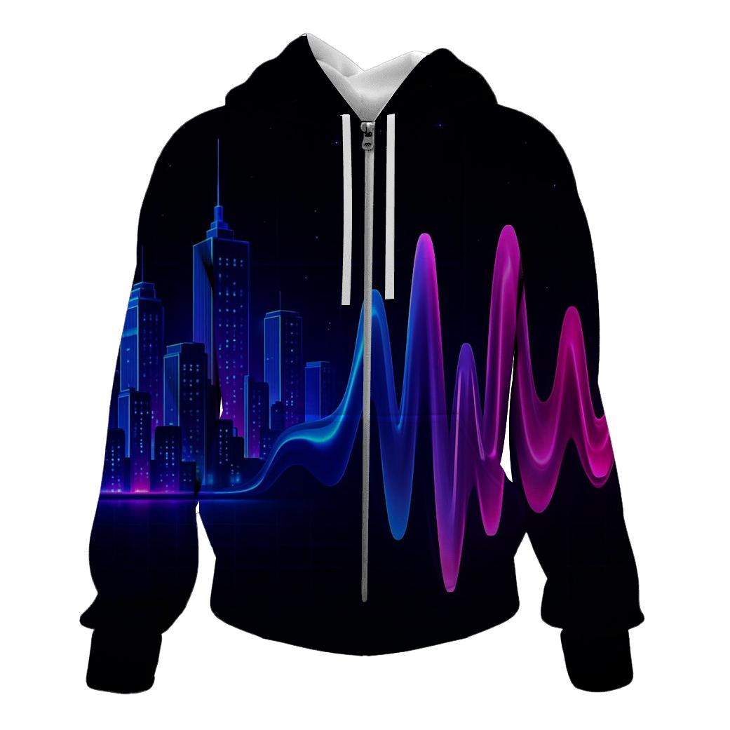 Chromatic Soundwave Skyline premium hoodies
