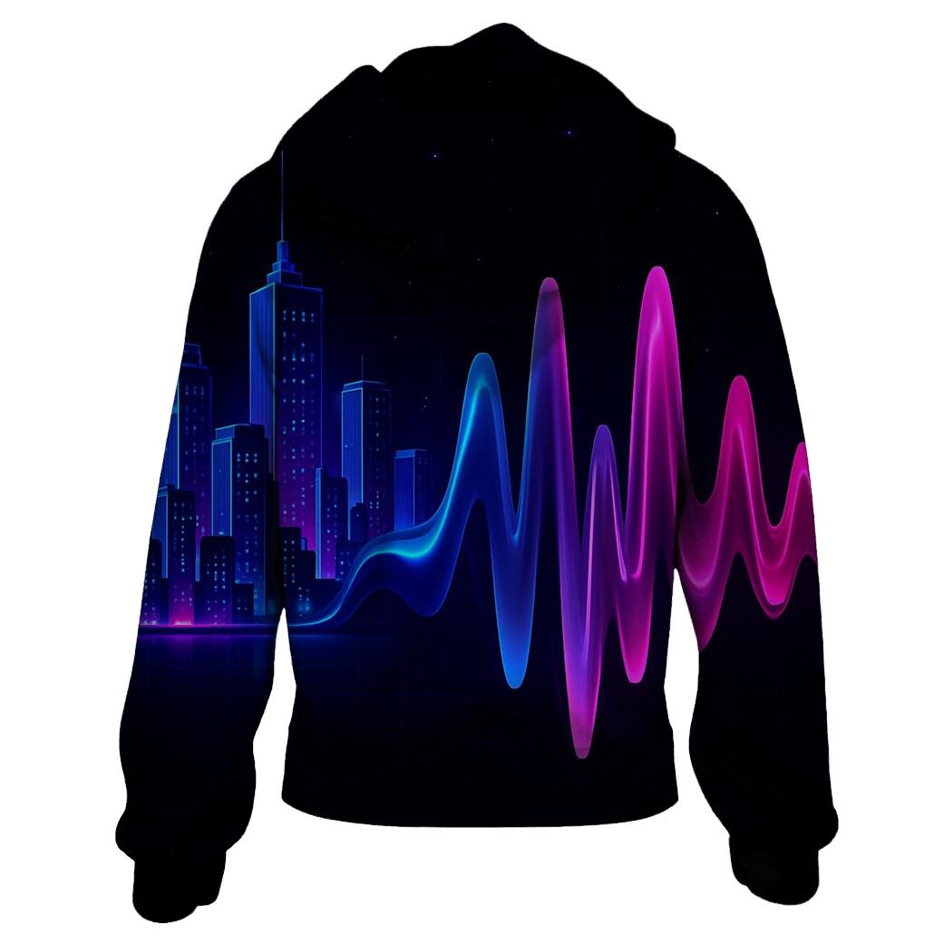 Chromatic Soundwave Skyline premium hoodies