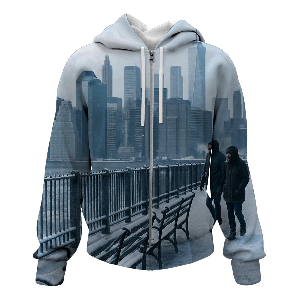 Brooklyn Heights Winter Promenade View heavyweight hoodies