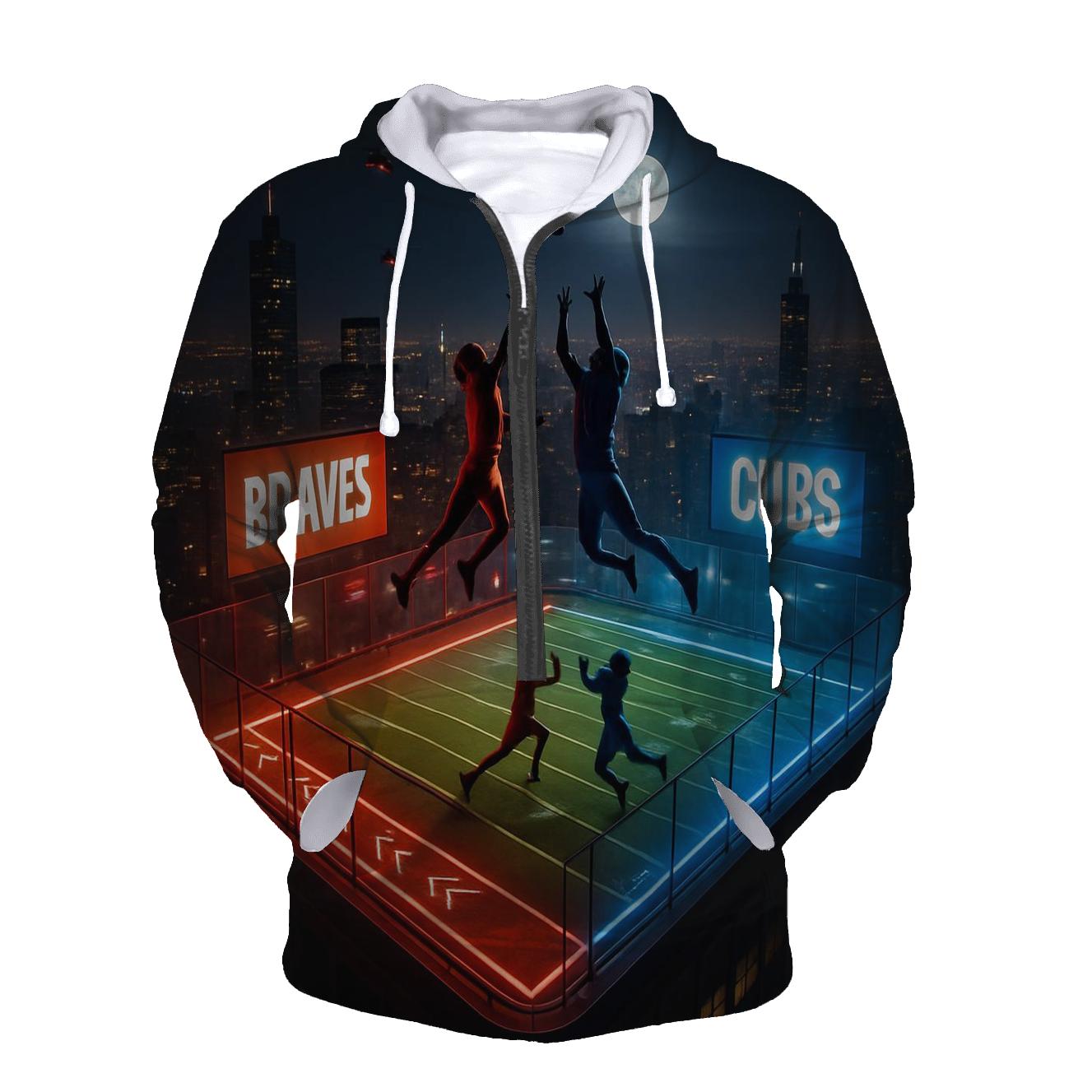 Skyline Rivalry On Rooftop Field embroidered hoodies