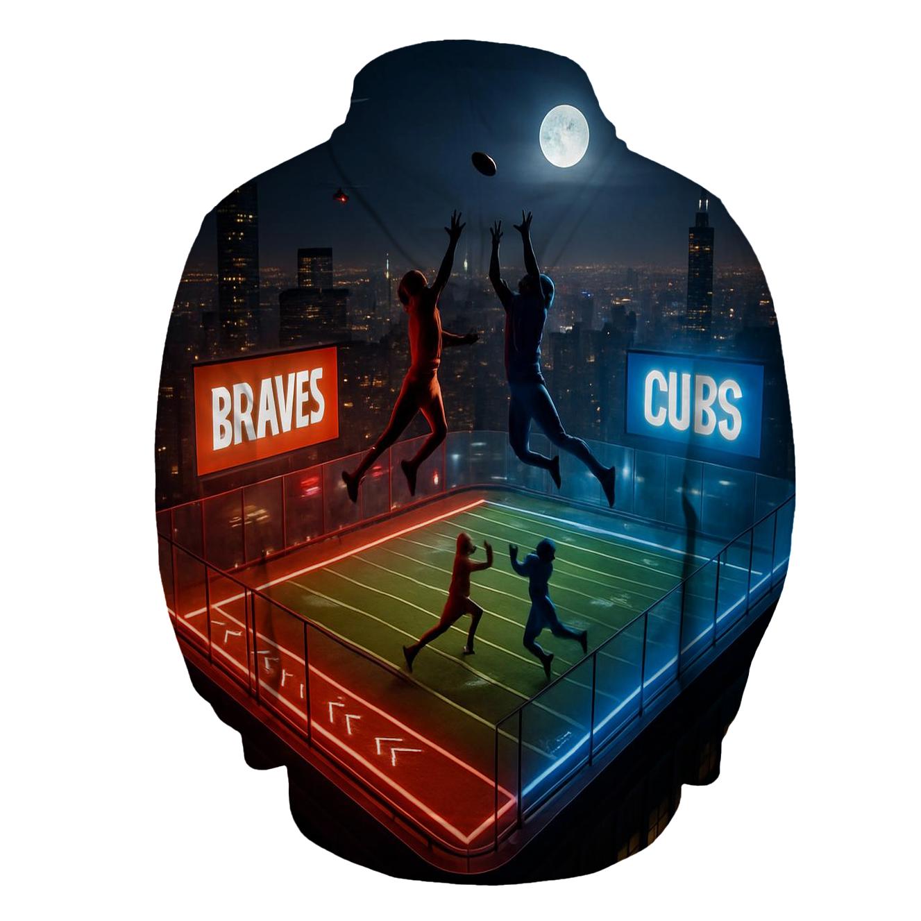 Skyline Rivalry On Rooftop Field embroidered hoodies