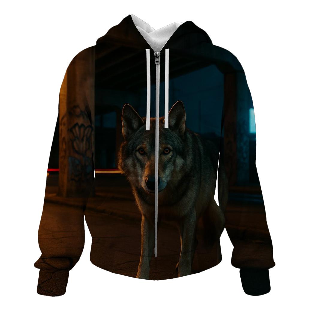 Urban Edge Wolf Under Highway Overpass custom hoodies