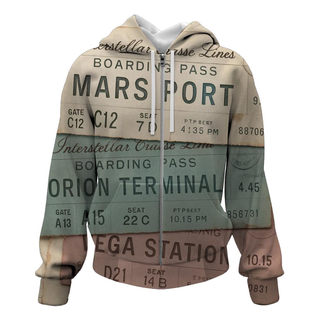 Retro Starliner Boarding Pass Collage hoodie designs