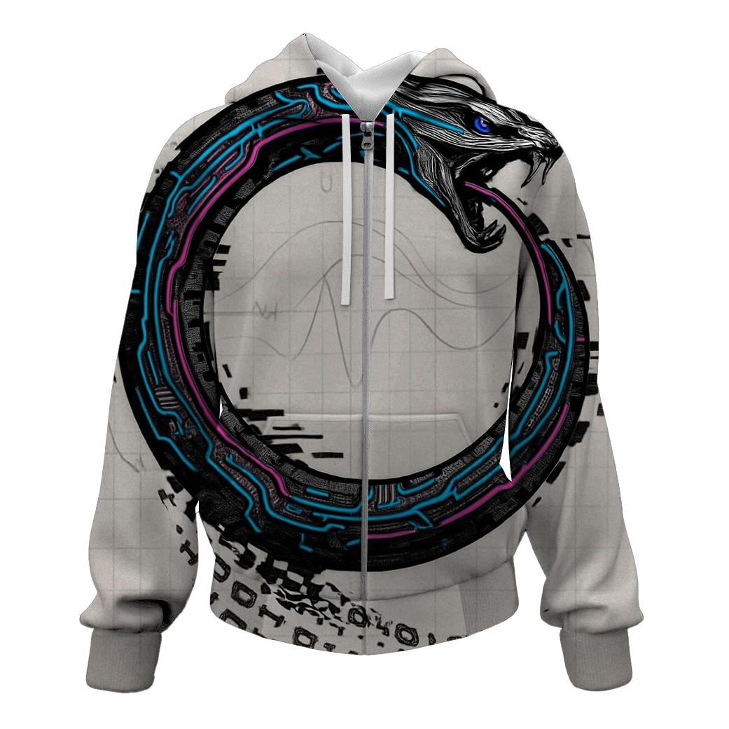 Digital Glitch Ouroboros hoodies fashion