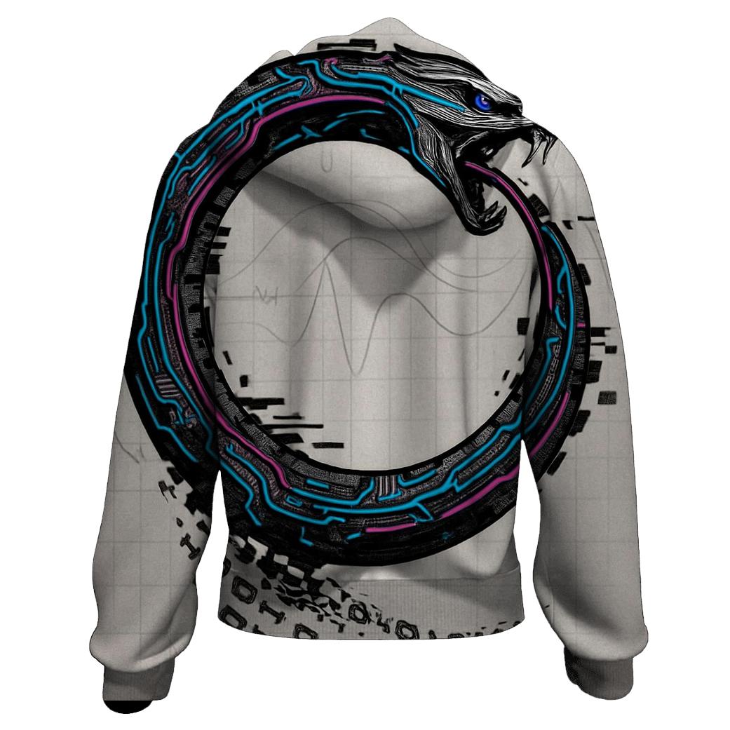 Digital Glitch Ouroboros hoodies fashion
