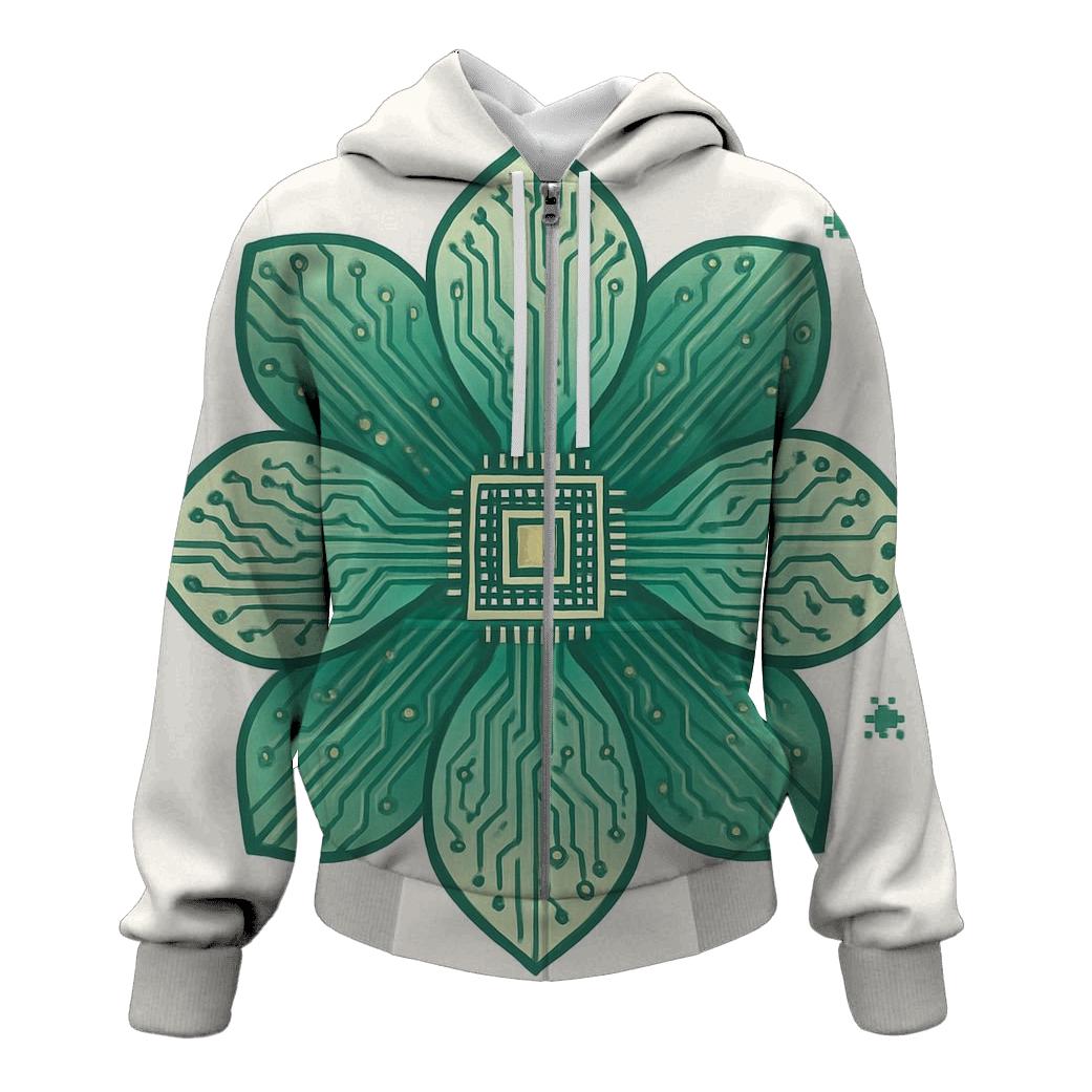 Botanical Circuit Blossom heavyweight hoodies