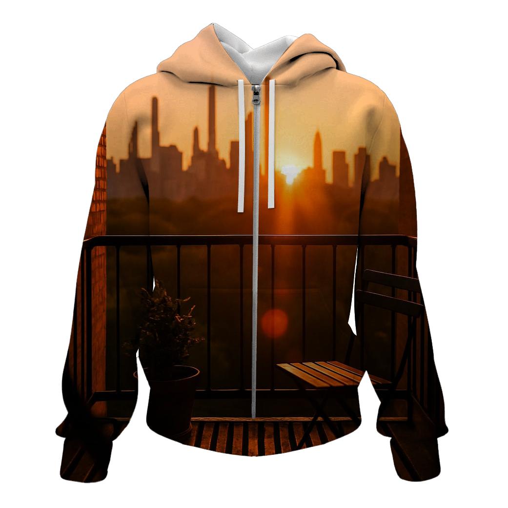 Harlem Fire Escape Sunset Skyline Slice graphic hoodies